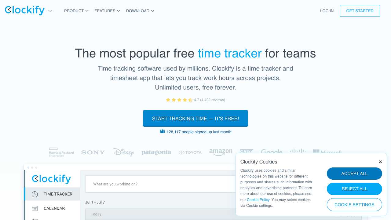 Screenshot of Clockify: Free Time Tracking App for Teams