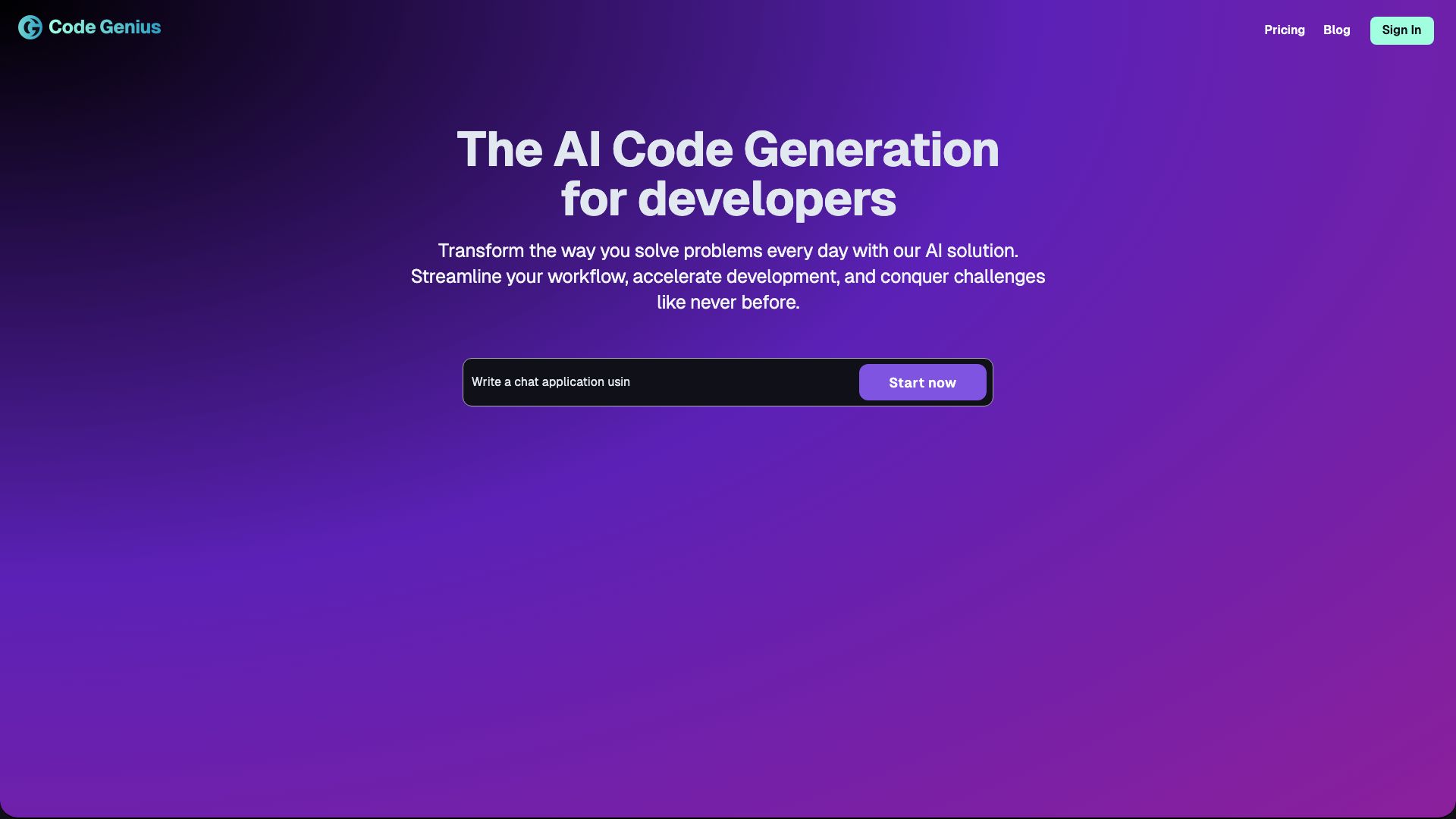 Screenshot of Code Genius: Your AI-Powered Coding Assistant