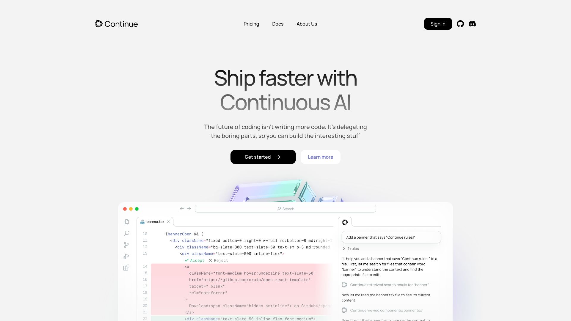 Screenshot of Continue.dev: Your AI Coding Partner