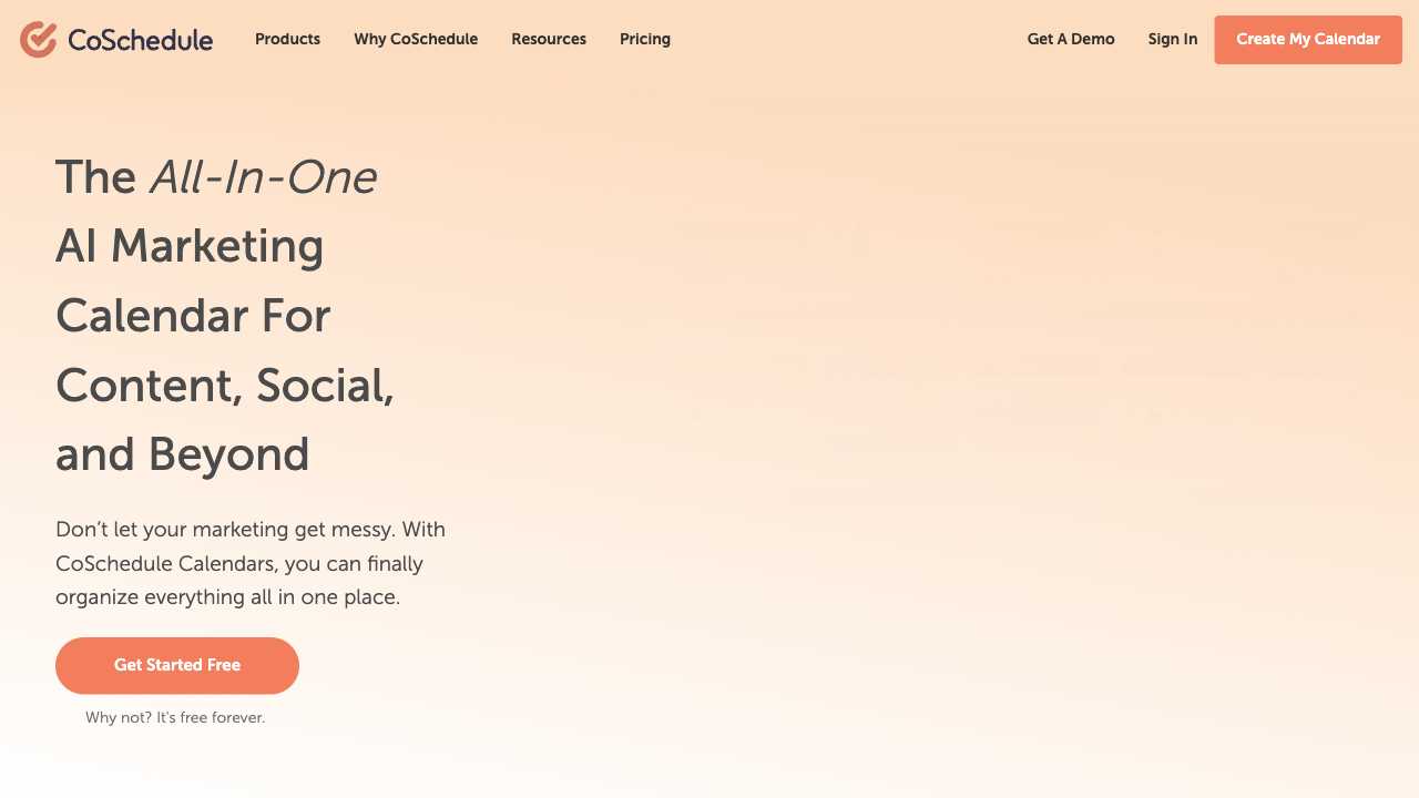 Screenshot of CoSchedule: Marketing Calendar & Social Media Management