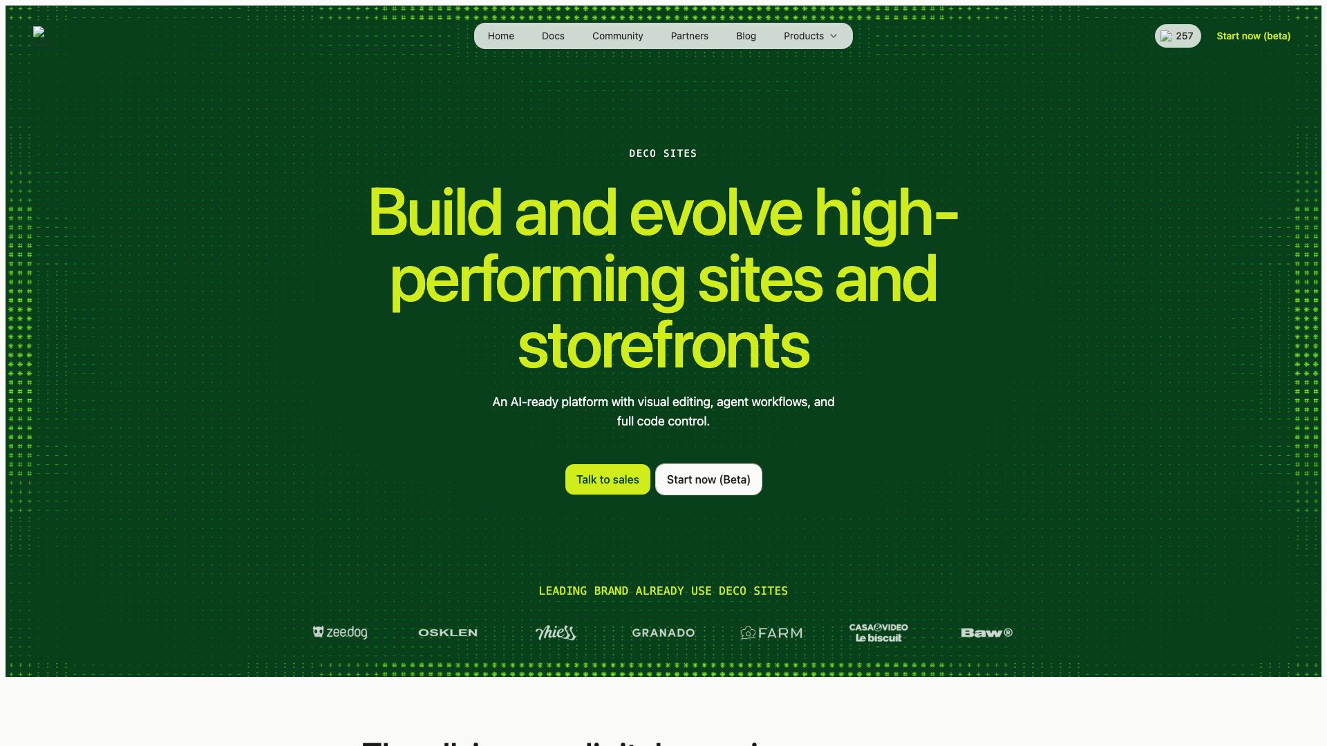 Screenshot of deco.cx: Your Headless Frontend Platform