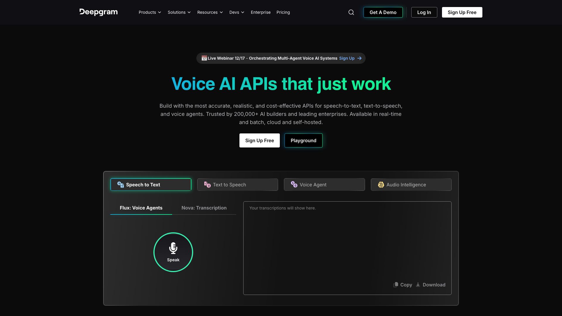 Screenshot of Deepgram: AI Speech Understanding for Developers