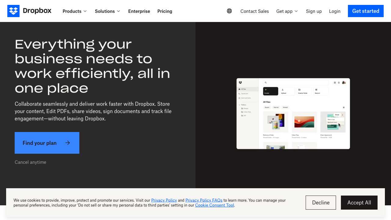 Screenshot of Dropbox Business