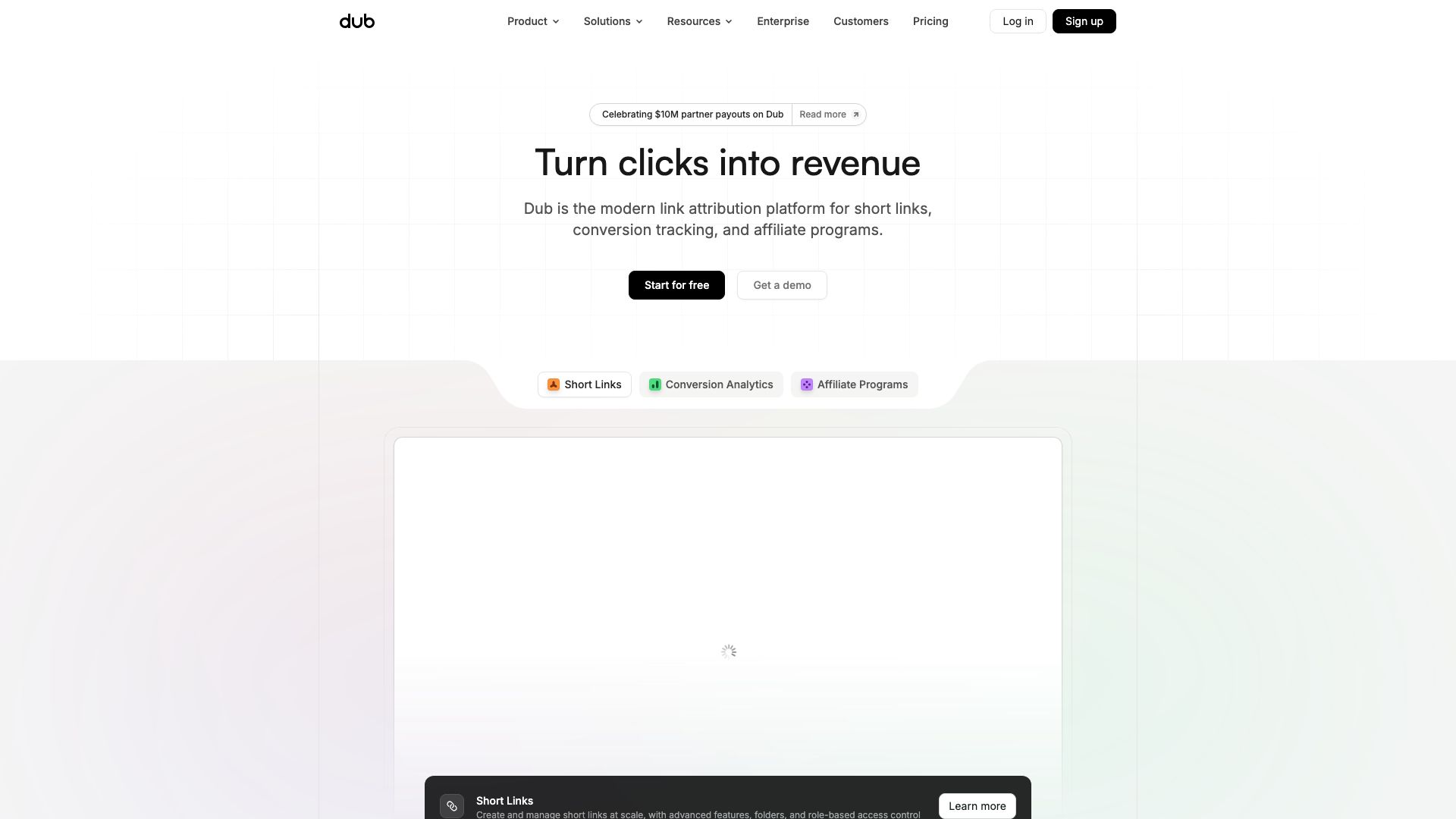 Screenshot of dub.co: Your Link Management Solution