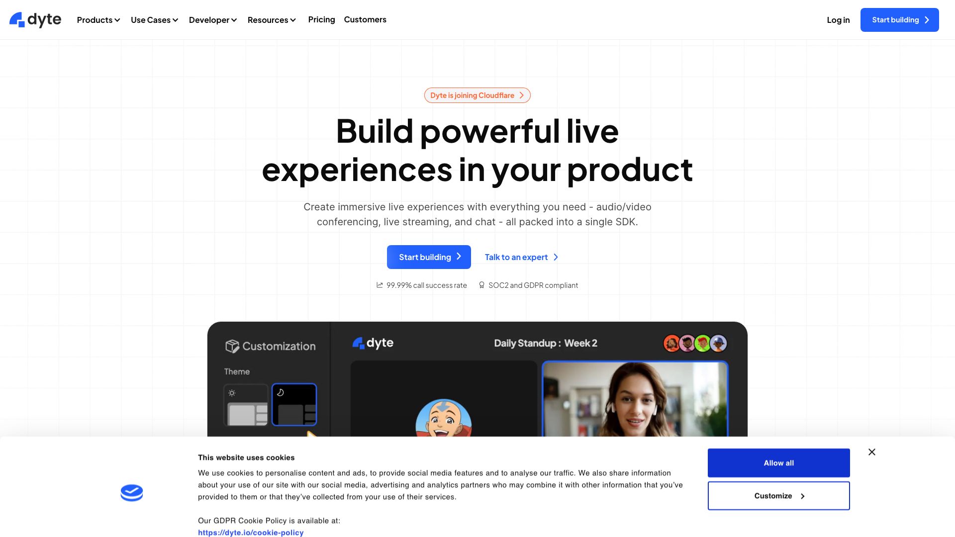 Screenshot of Dyte: Real-time Video & Voice SDKs