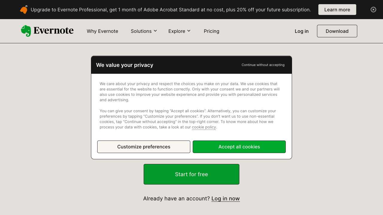 Screenshot of Evernote: Your Note-Taking and Task Management Partner