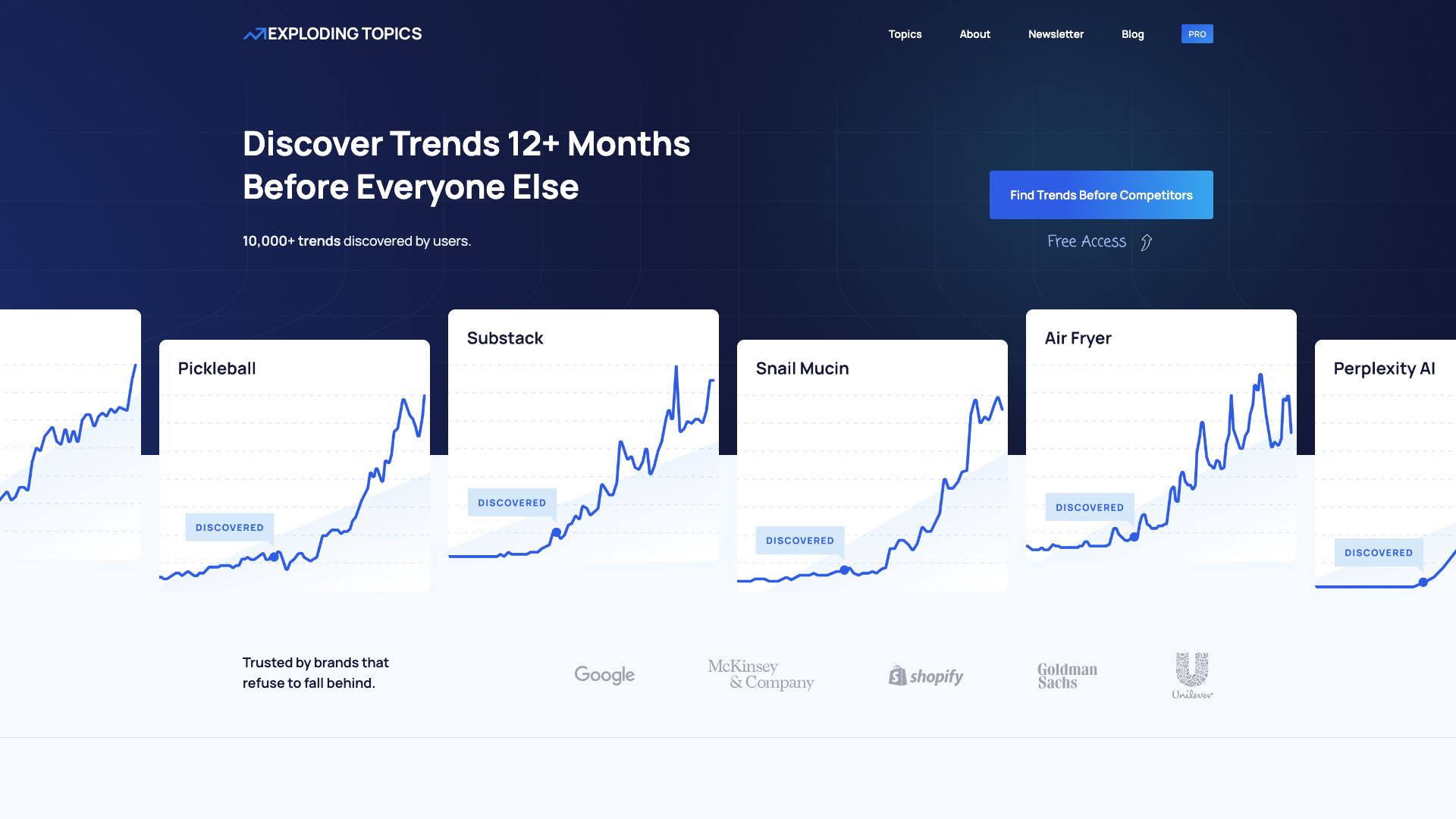 Screenshot of Exploding Topics