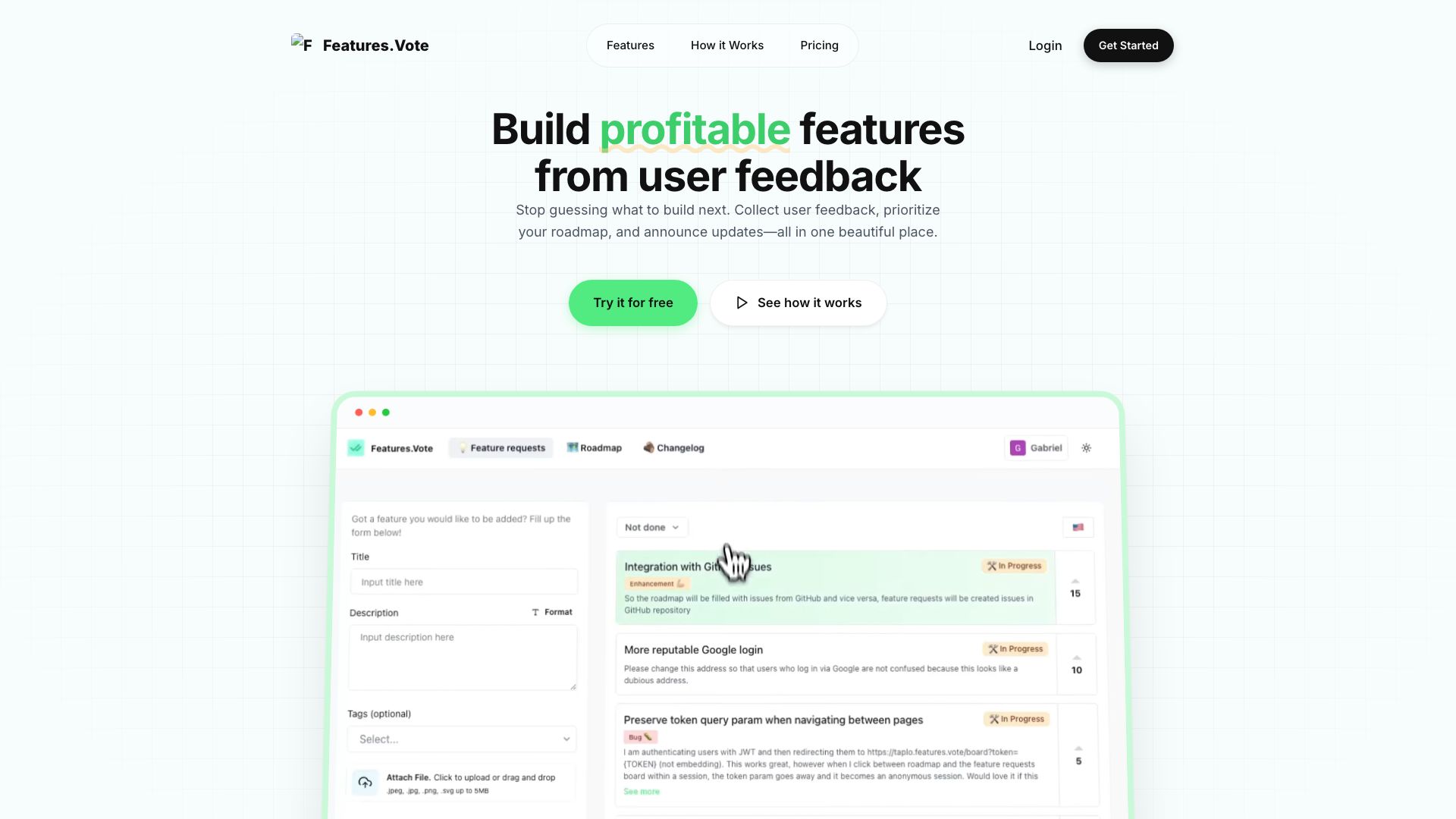 Screenshot of Features.vote