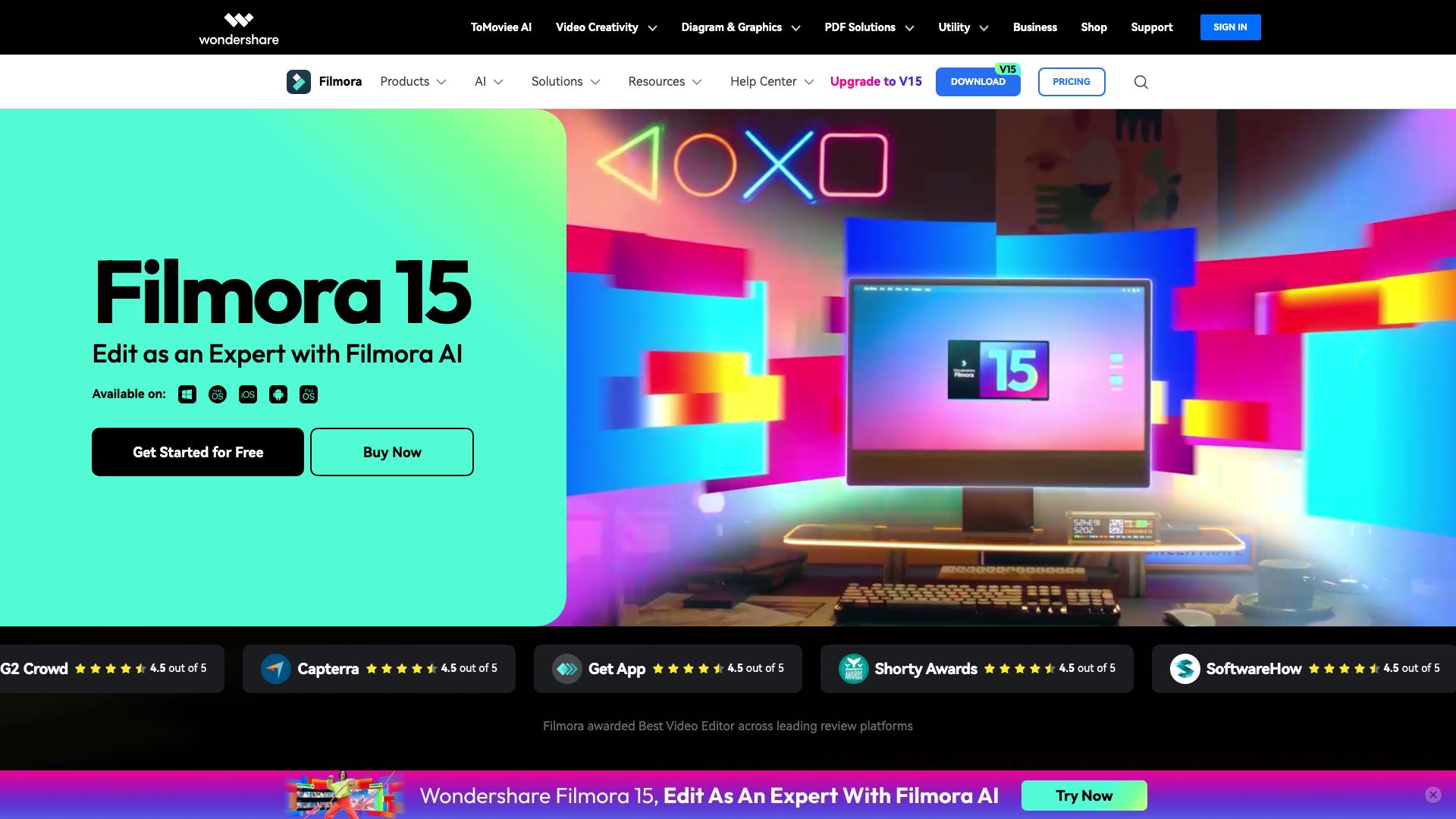 Screenshot of Filmora Video Editor