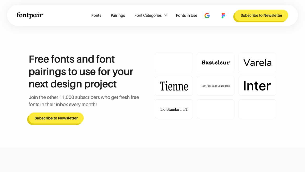 Screenshot of FontPair.co: Perfect Font Pairings Made Easy