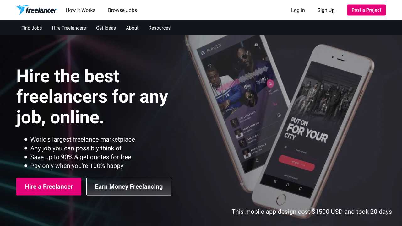 Screenshot of Freelancer.com: Find & Hire Freelancers Online