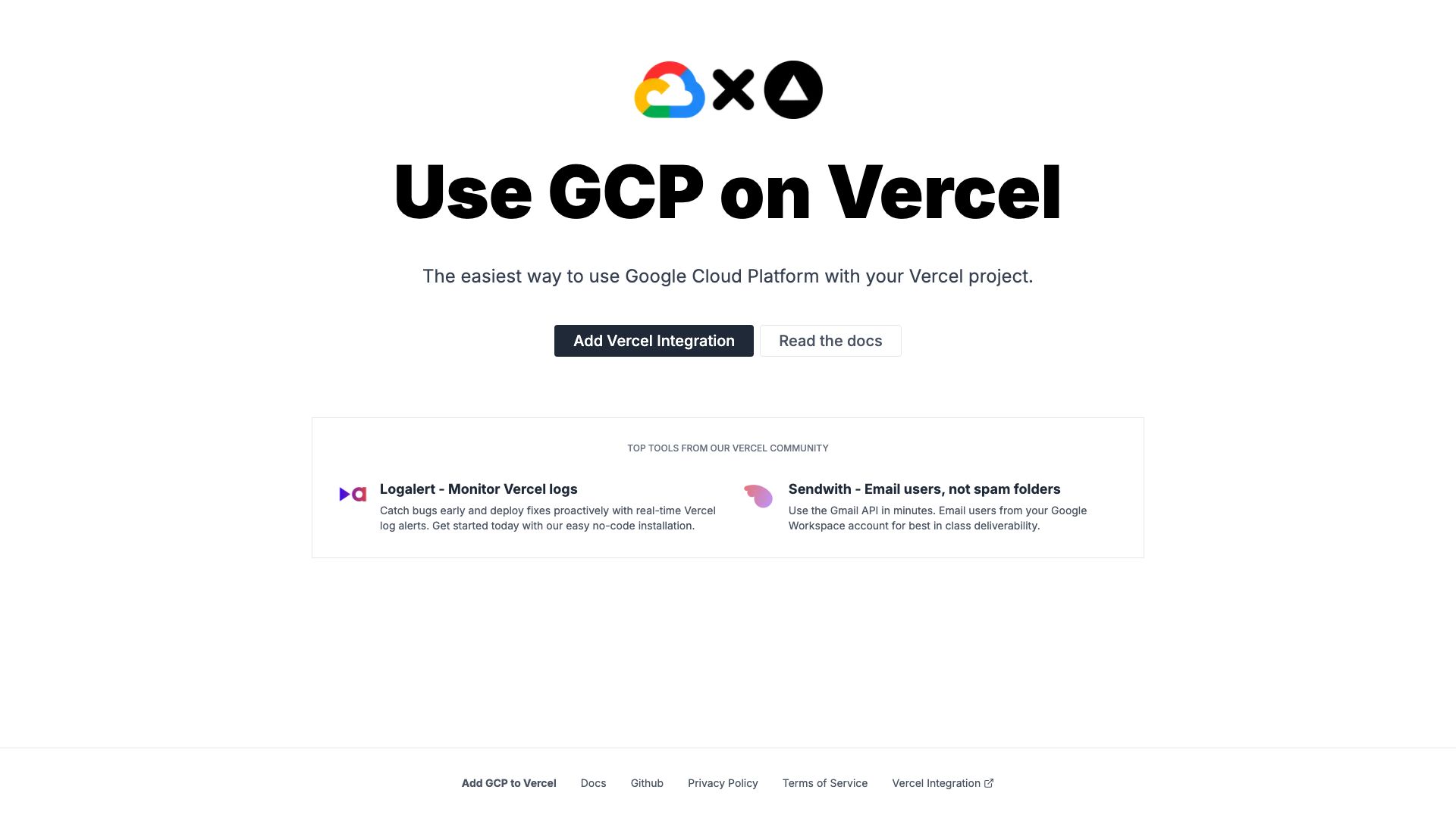 Screenshot of GCP Vercel Integration