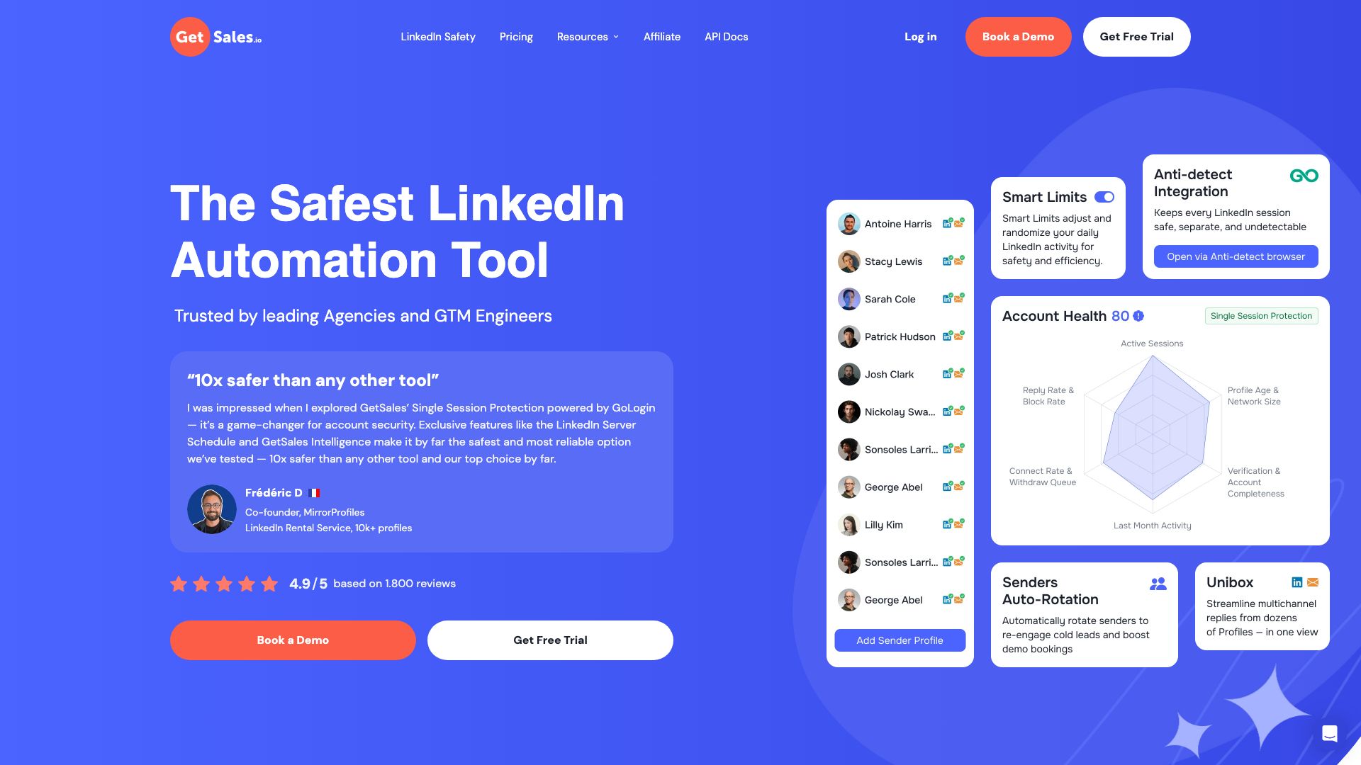 Screenshot of GetSales.io - AI-Powered Sales Outreach