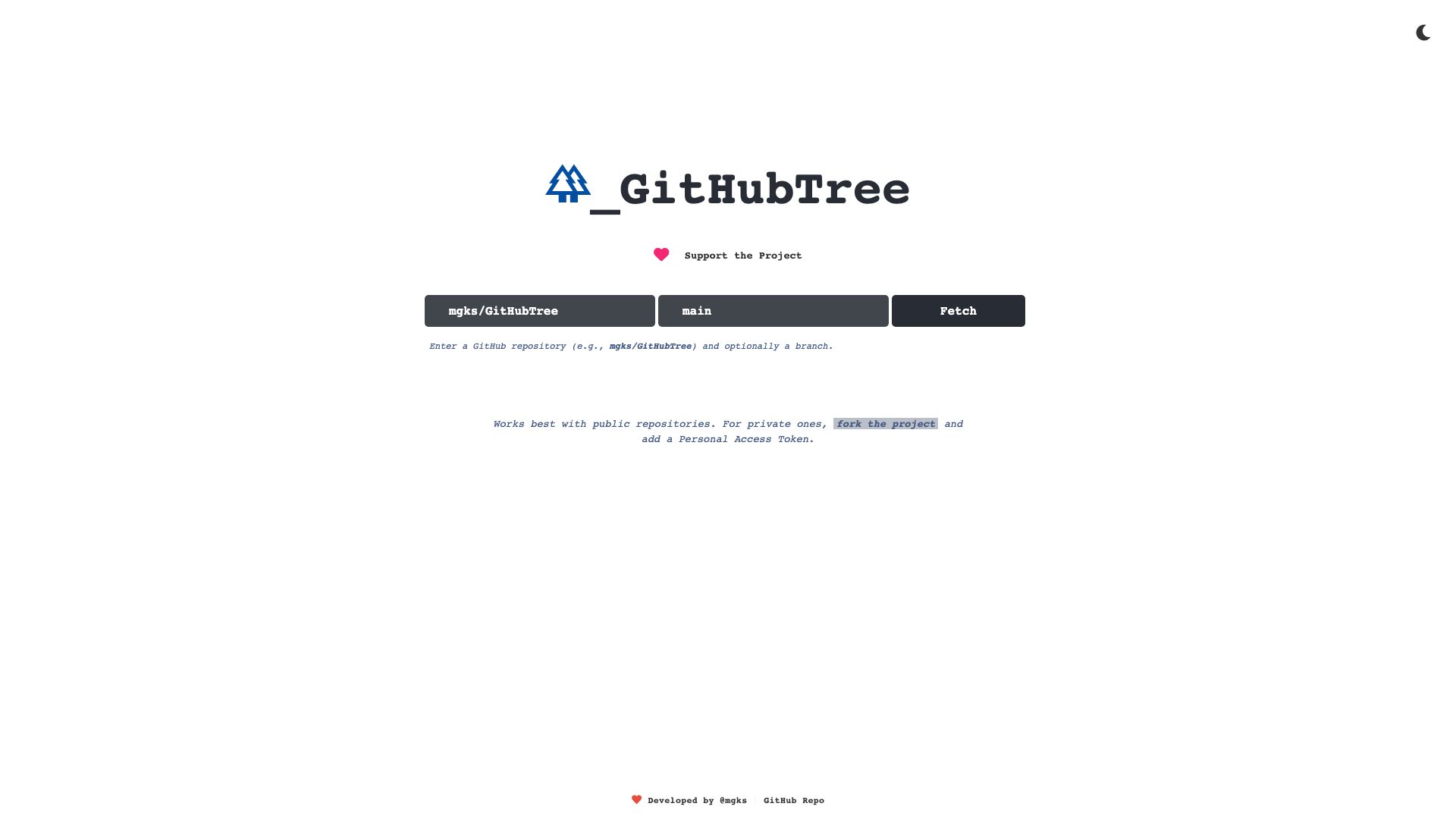 Screenshot of GitHub Tree Explorer