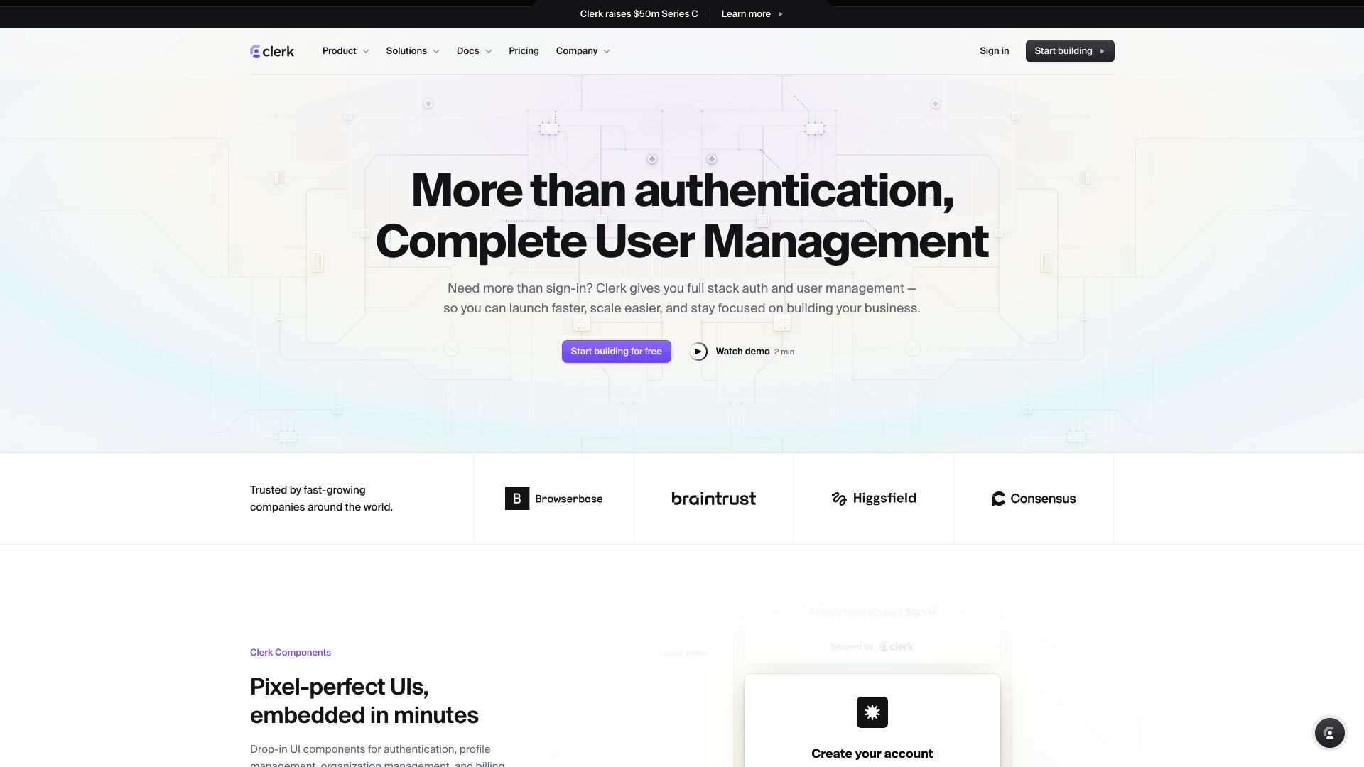 Screenshot of Clerk: Authentication for Modern Apps