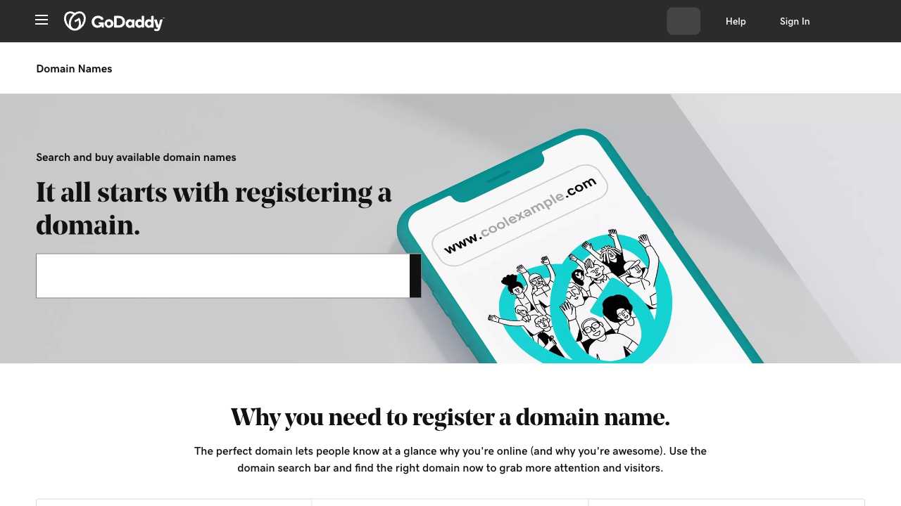Screenshot of Domain Name Search - Find the Perfect Domain for Your Website