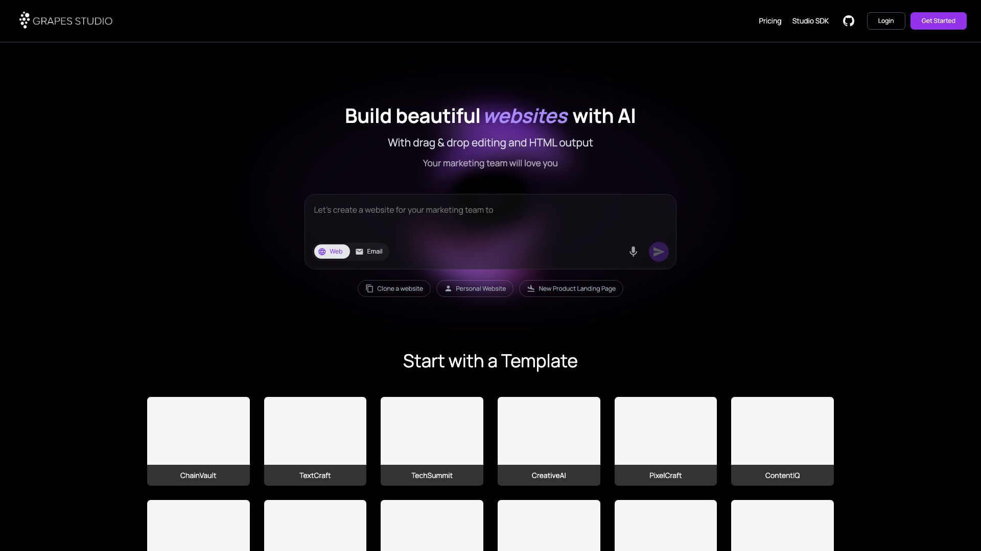 Screenshot of GrapesJS: The No-Code Web Builder Framework