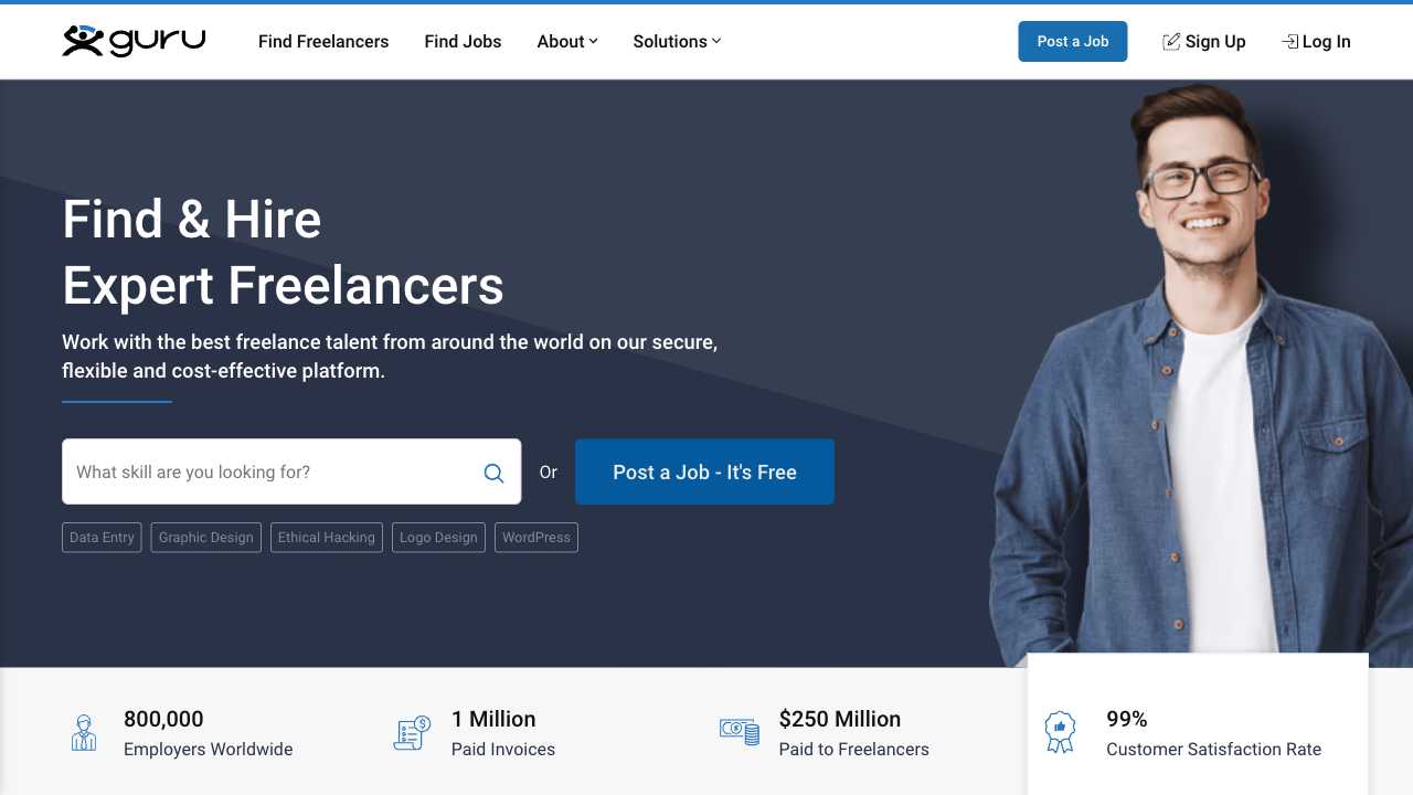 Screenshot of Guru: The World's Largest Online Marketplace for Knowledge and Expertise