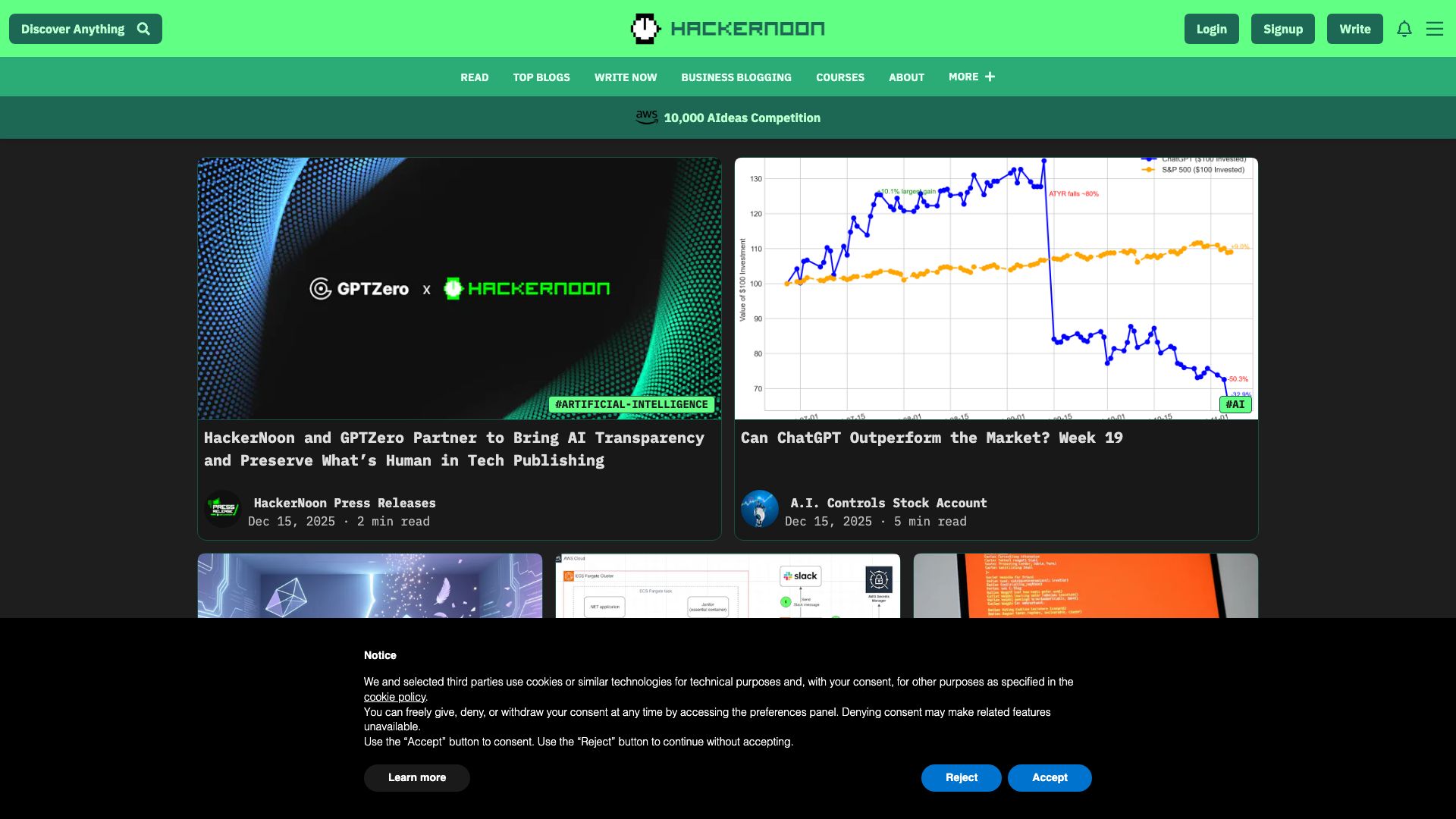 Screenshot of Hacker Noon