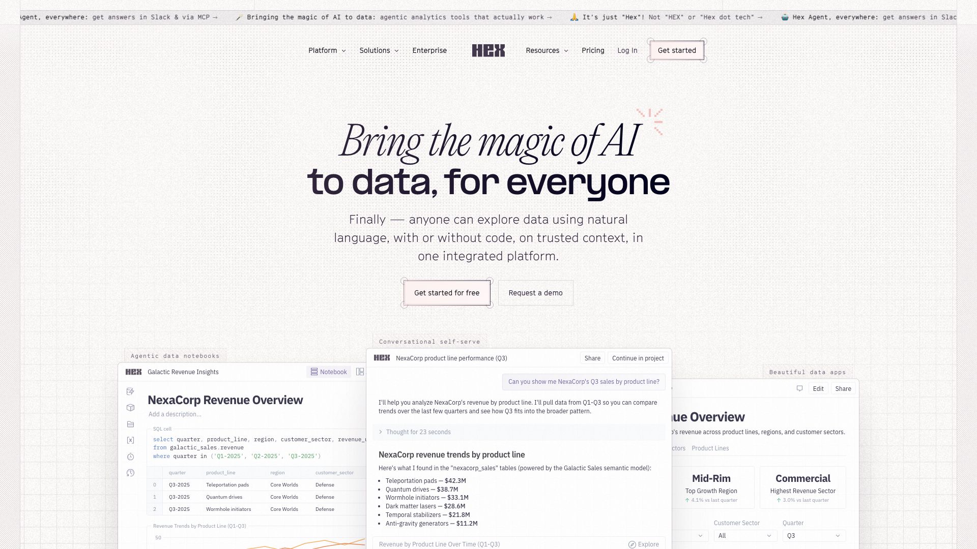 Screenshot of Hex: Modern Data Collaboration