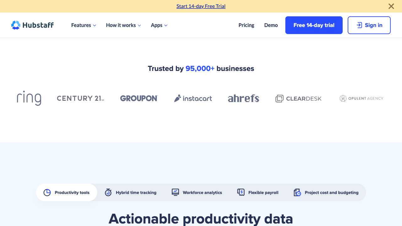 Screenshot of Hubstaff | Time Tracking & Employee Monitoring