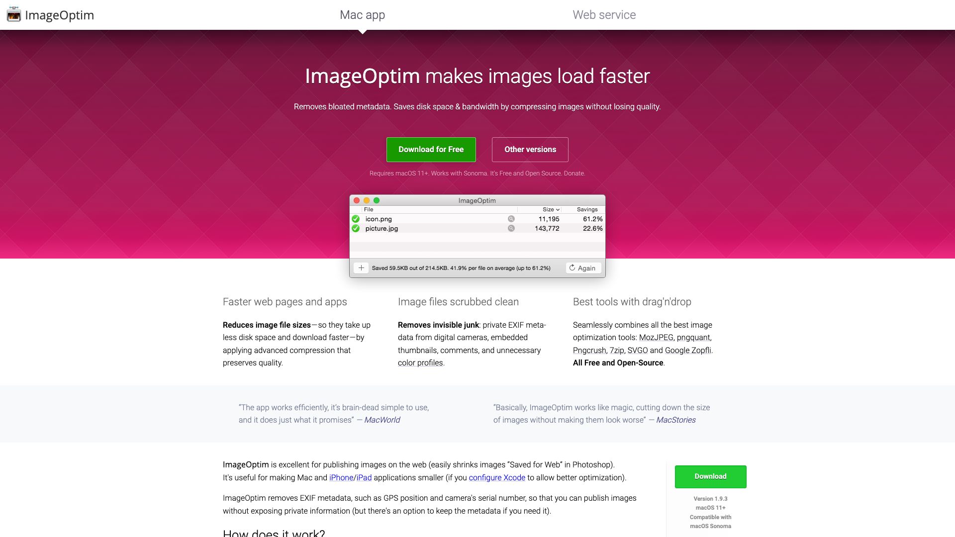 Screenshot of ImageOptim