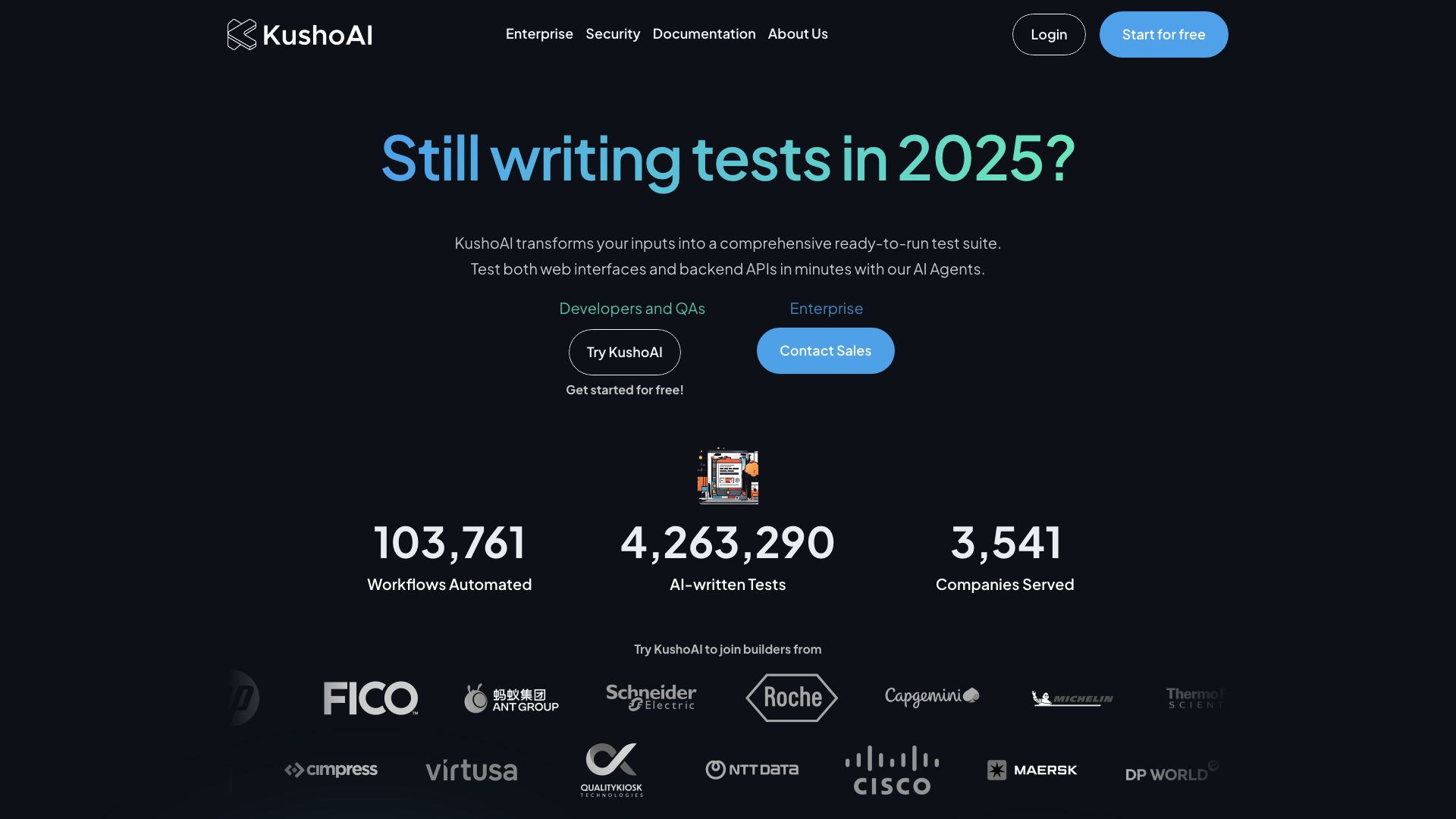 Screenshot of Kusho.ai: AI-Powered API Security