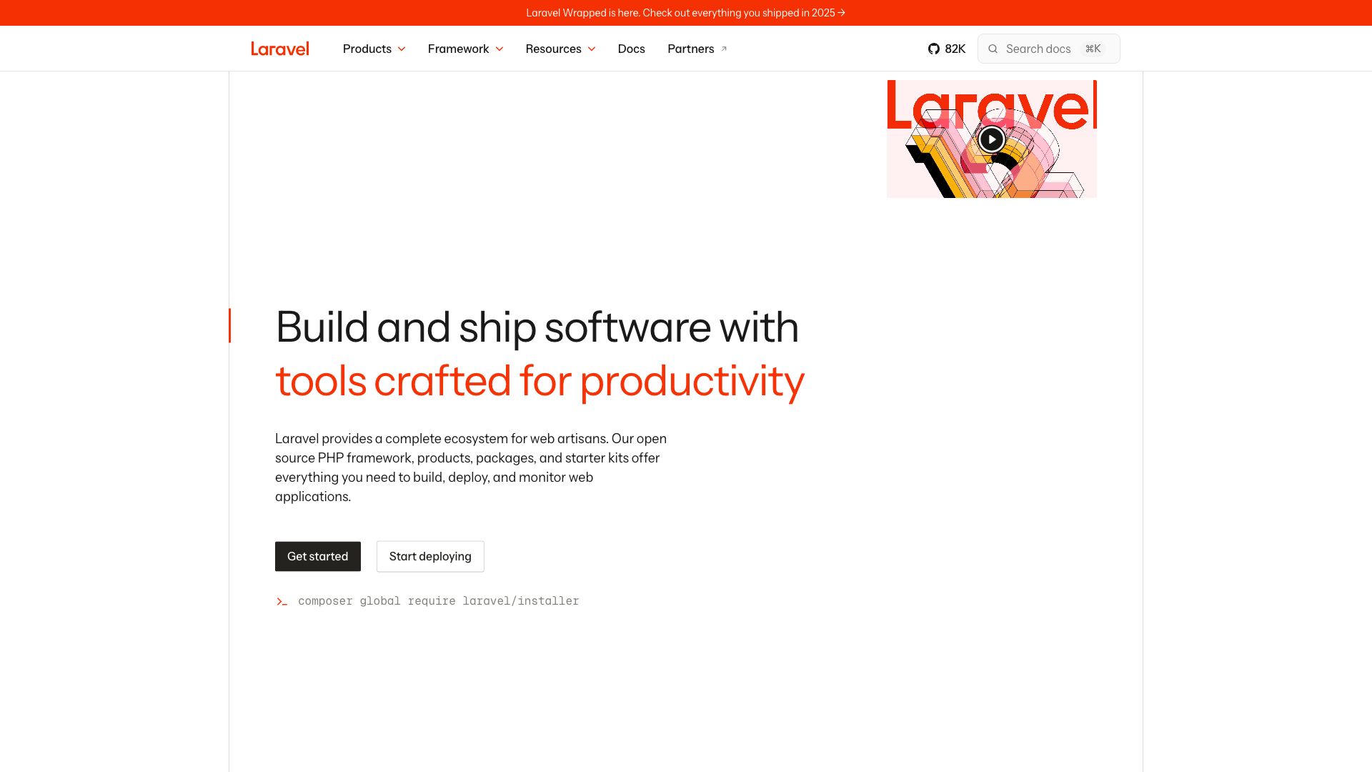 Screenshot of Laravel: The PHP Framework for Web Artisans