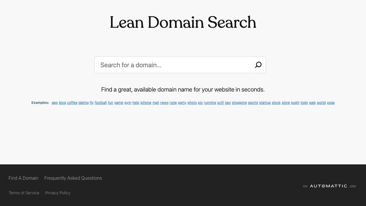 Screenshot of LeanDomainSearch: Find the Perfect Domain Name for Your Business