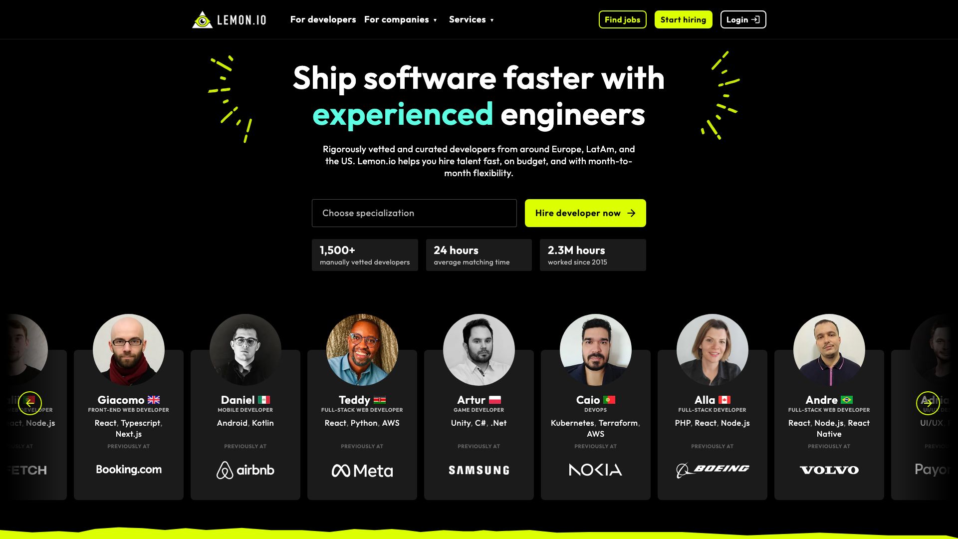 Screenshot of Lemon.io: Your AI-Powered Freelance Talent Platform