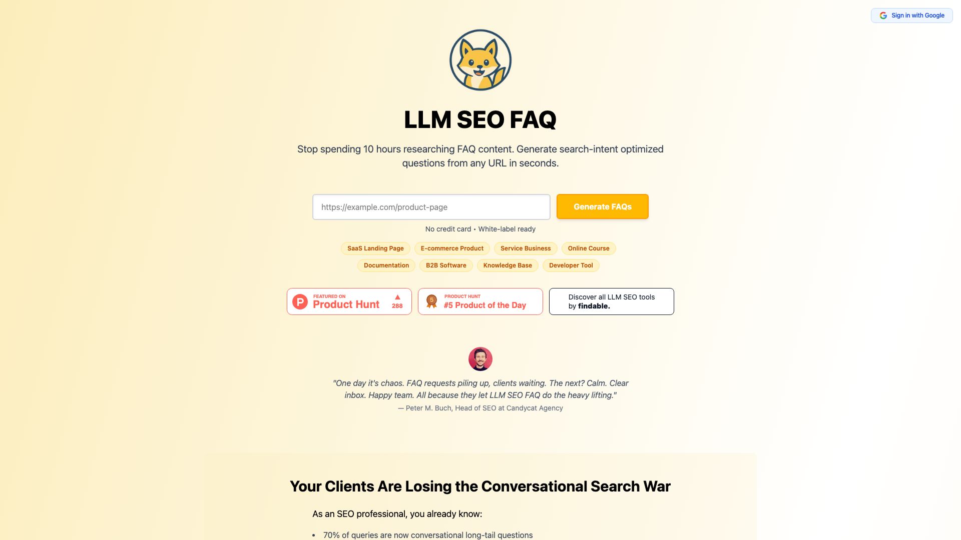 Screenshot of LLM SEO FAQ