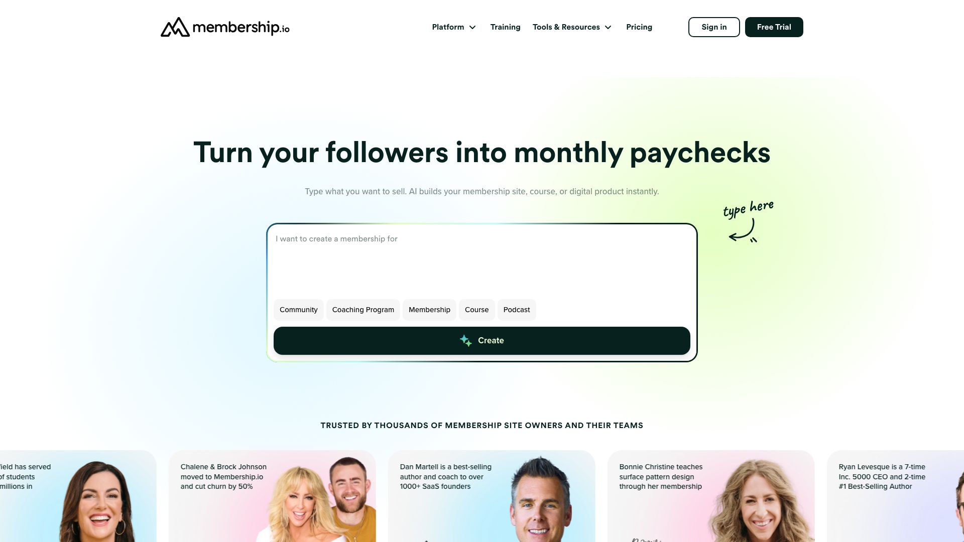 Screenshot of Membership.io