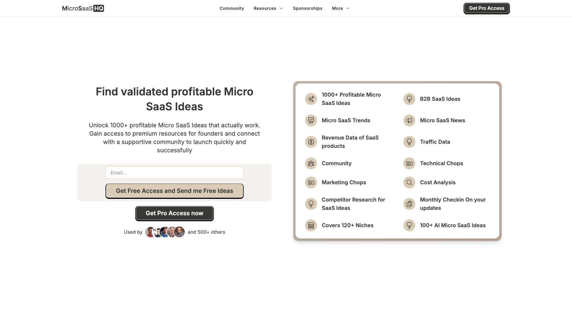 Screenshot of MicroSaaS HQ