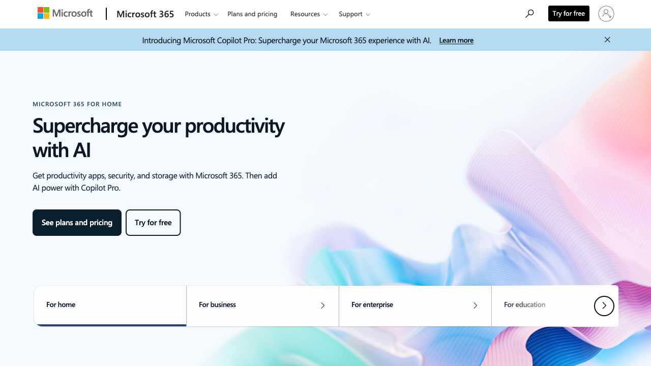 Screenshot of Microsoft 365 | Business Productivity Suite
