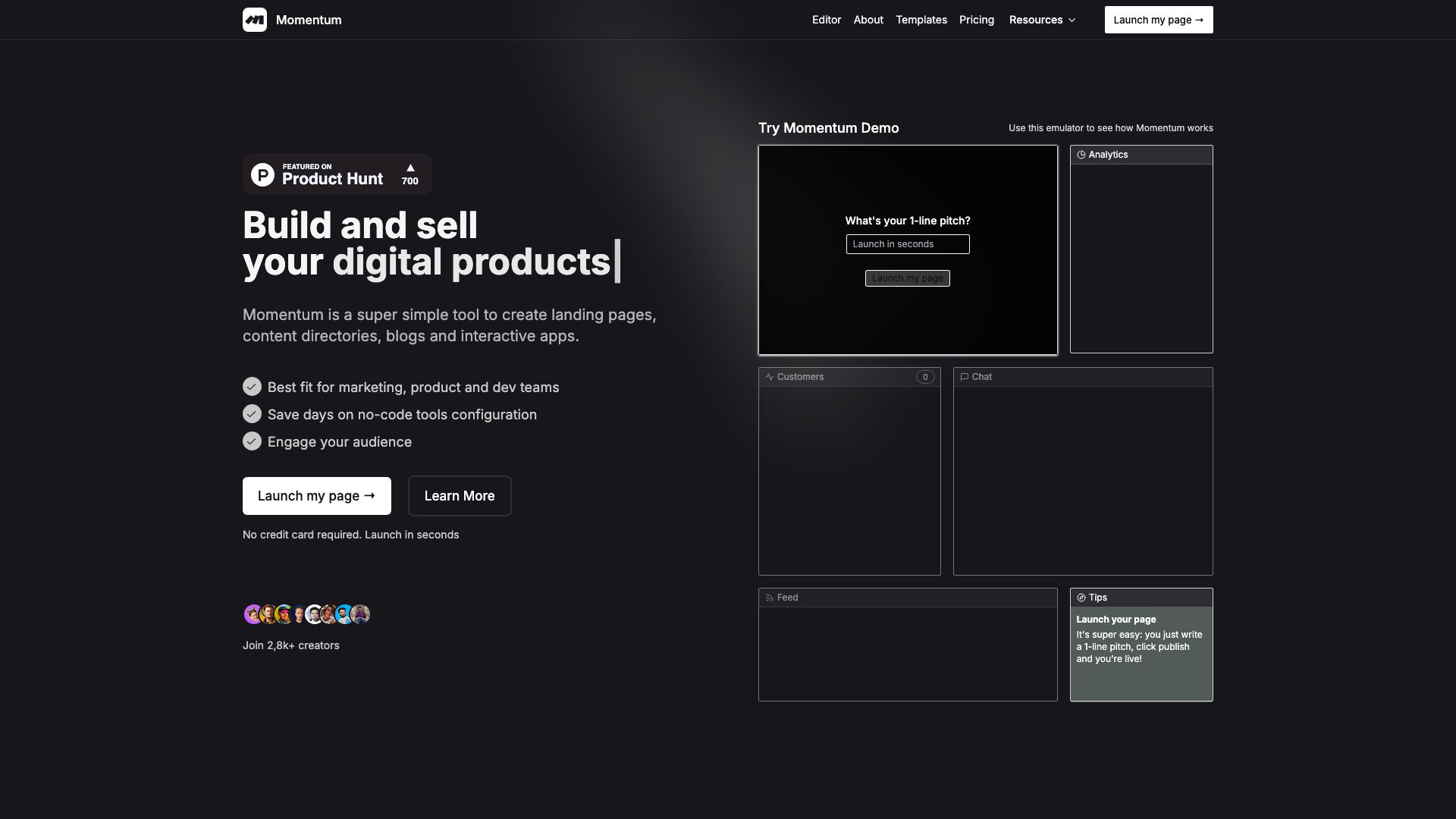 Screenshot of Momentum: The AI-Powered Research Assistant