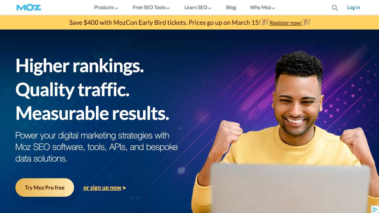 Screenshot of Moz - The SEO Software for Smarter Marketing