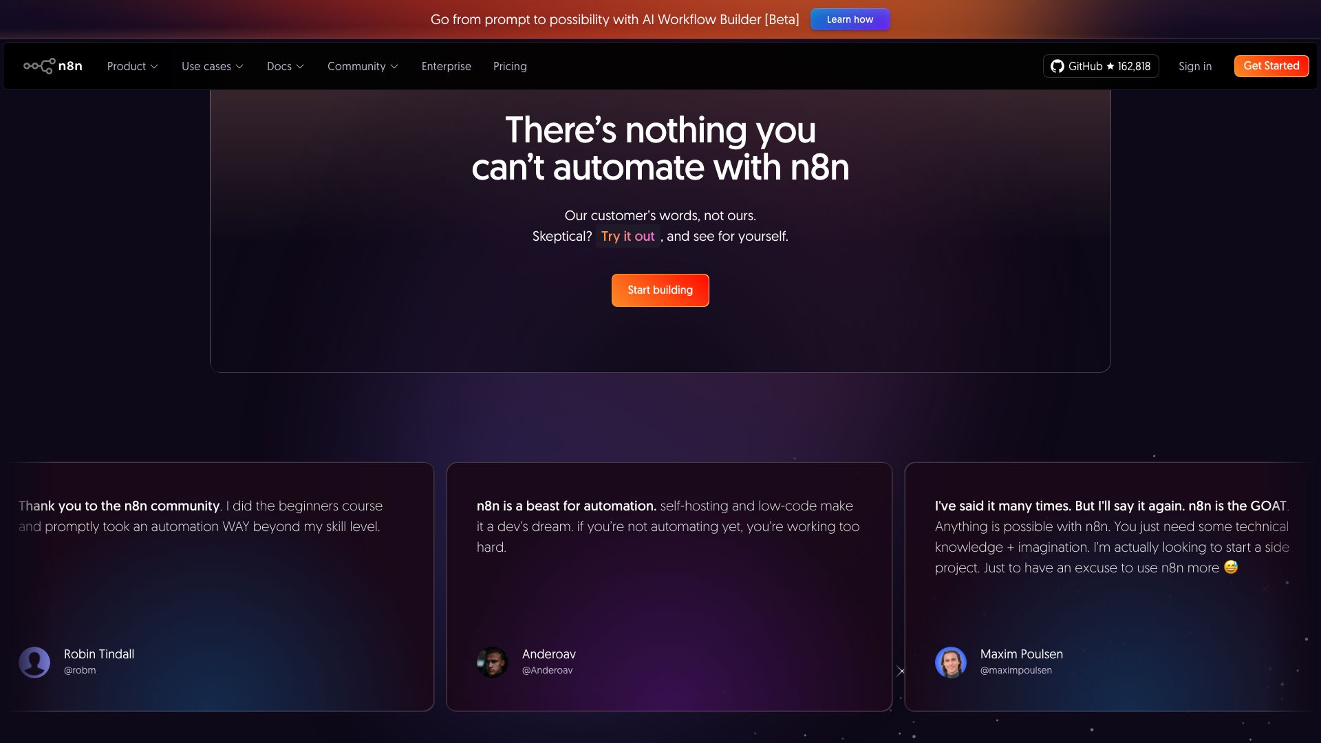 Screenshot of n8n.io - Workflow Automation