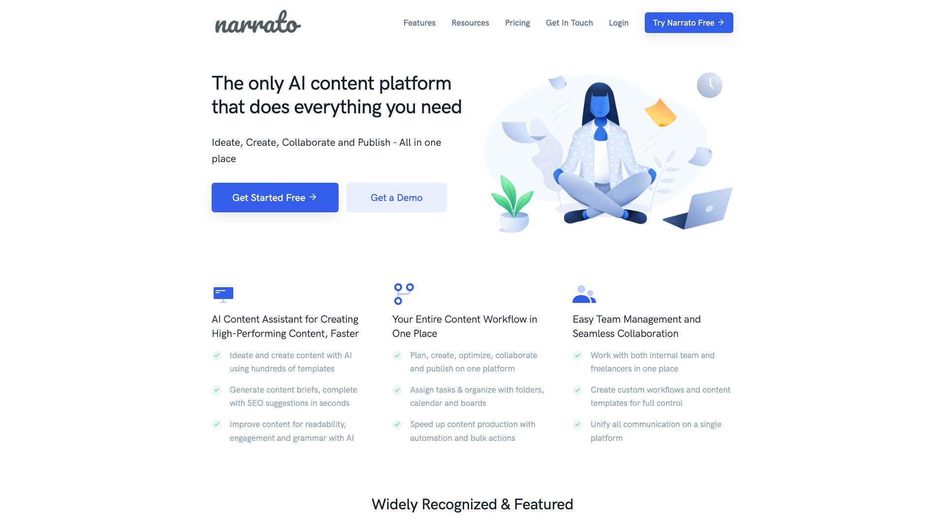 Screenshot of Narrato: AI-Powered Content Creation Platform