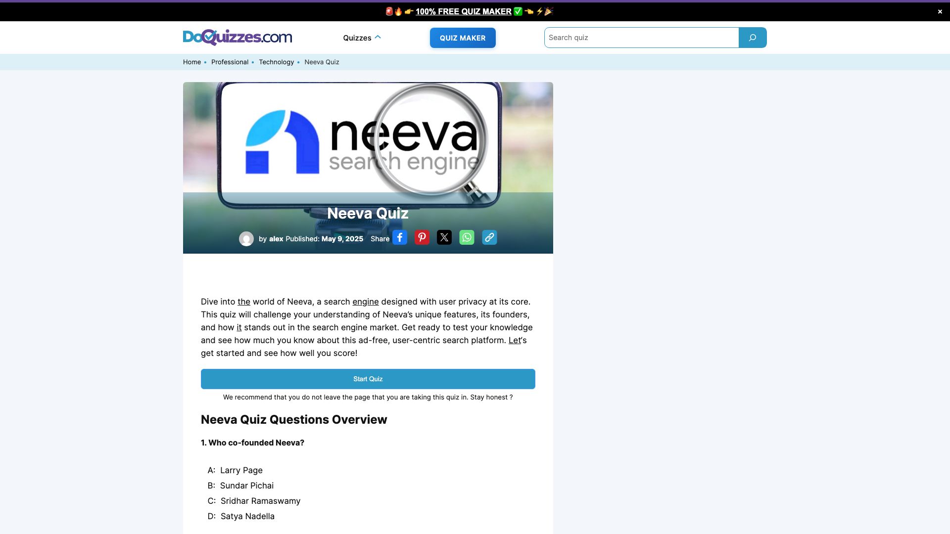 Screenshot of Neeva: Your Private Search Engine