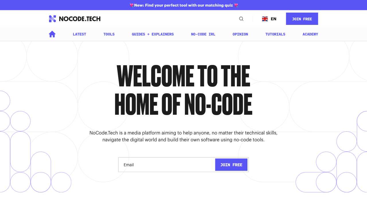 Screenshot of NoCode.Tech