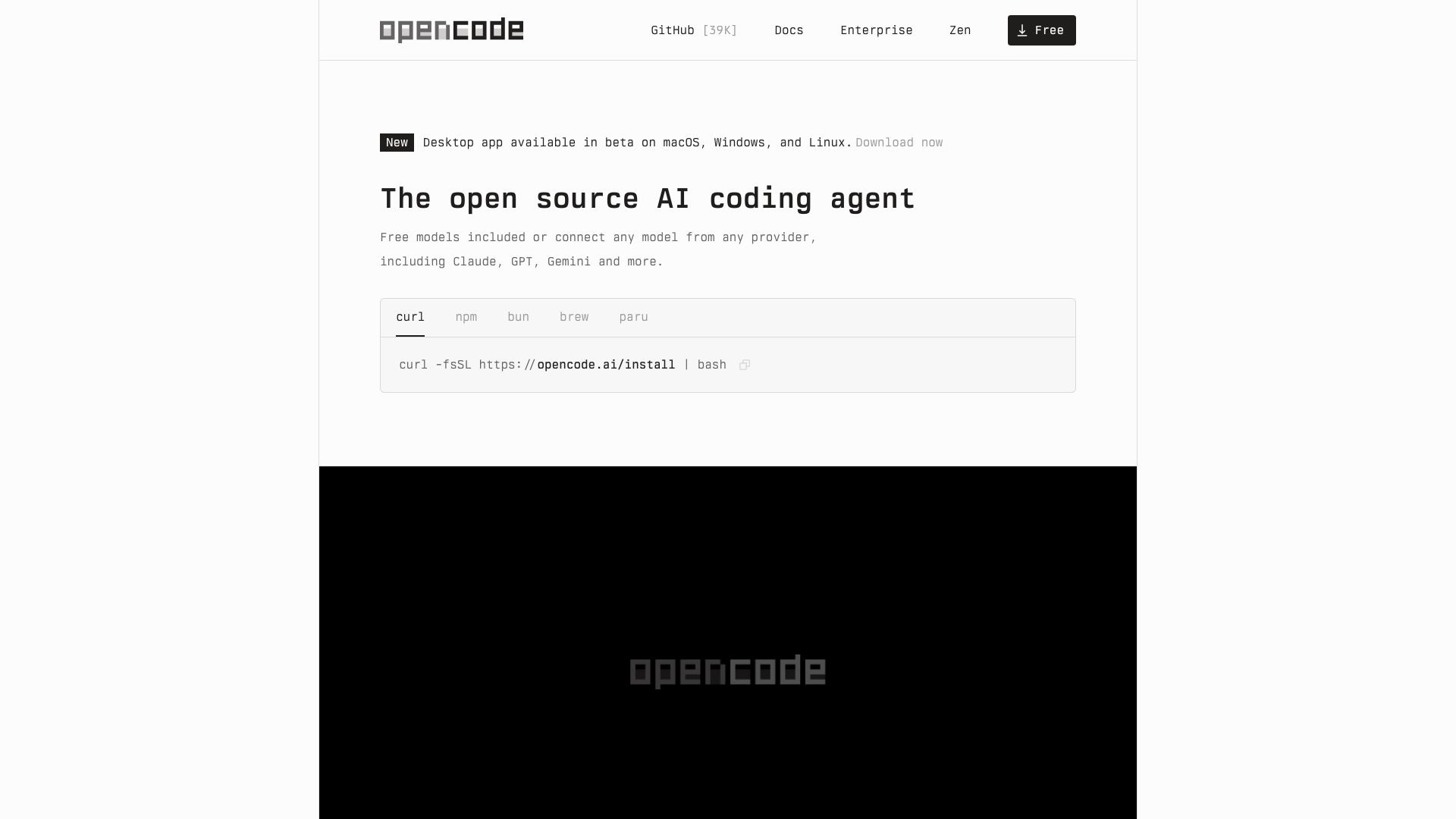 Screenshot of OpenCode AI: Your AI-Powered Code Companion