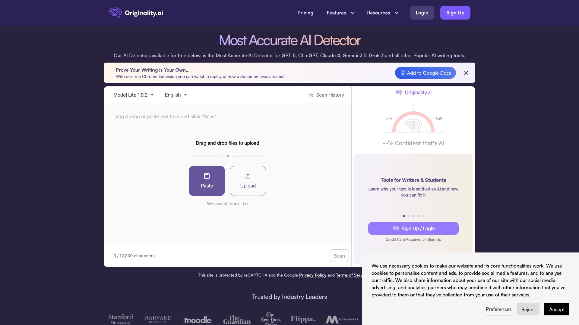 Screenshot of Originality.ai: AI Content Detection & SEO Optimization