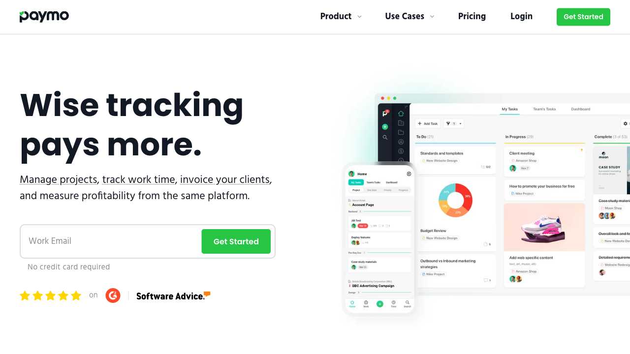 Screenshot of Paymo: Time Tracking, Invoicing, & Project Management