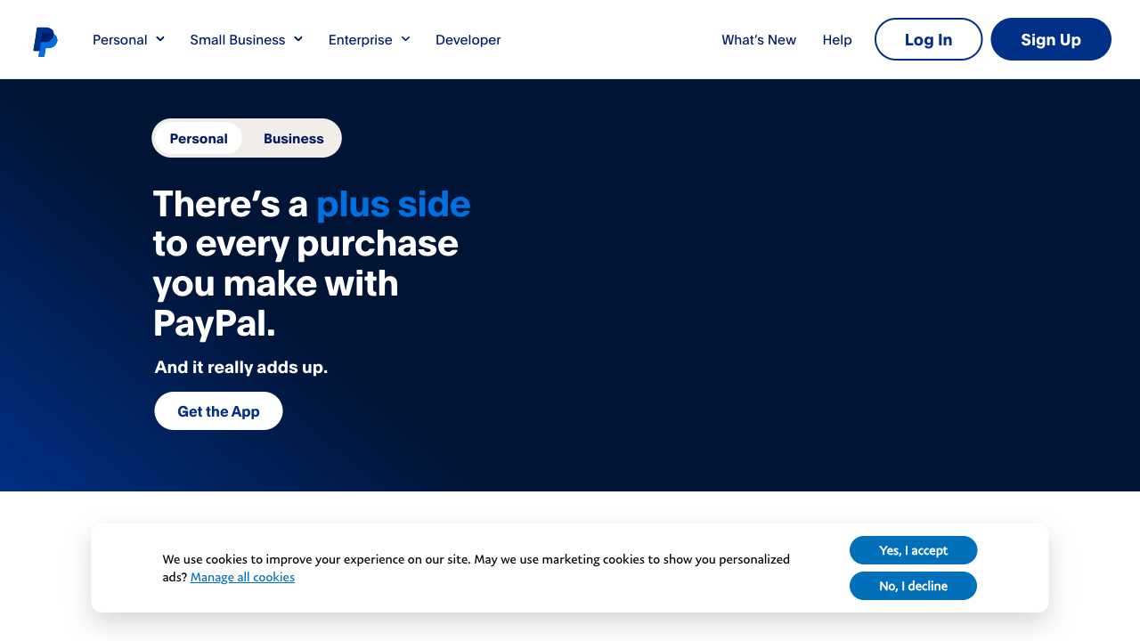 Screenshot of PayPal