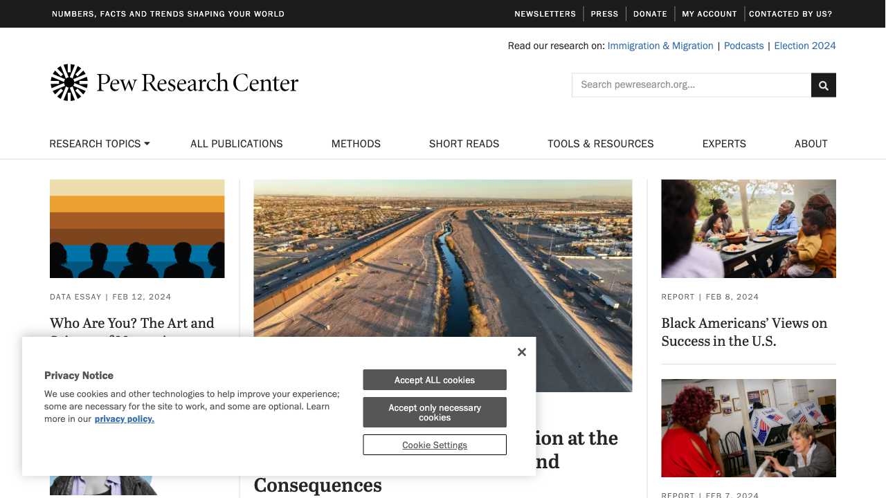 Screenshot of Pew Research Center