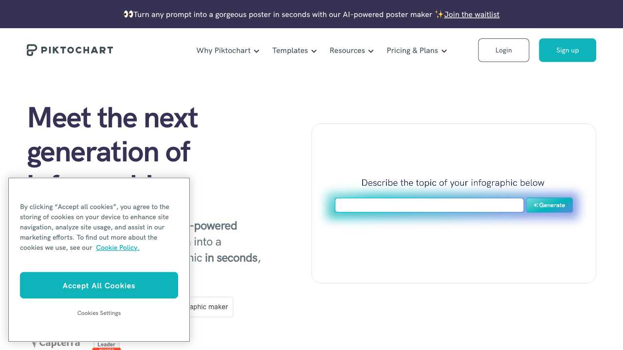 Screenshot of Piktochart: Create Stunning Visuals Easily