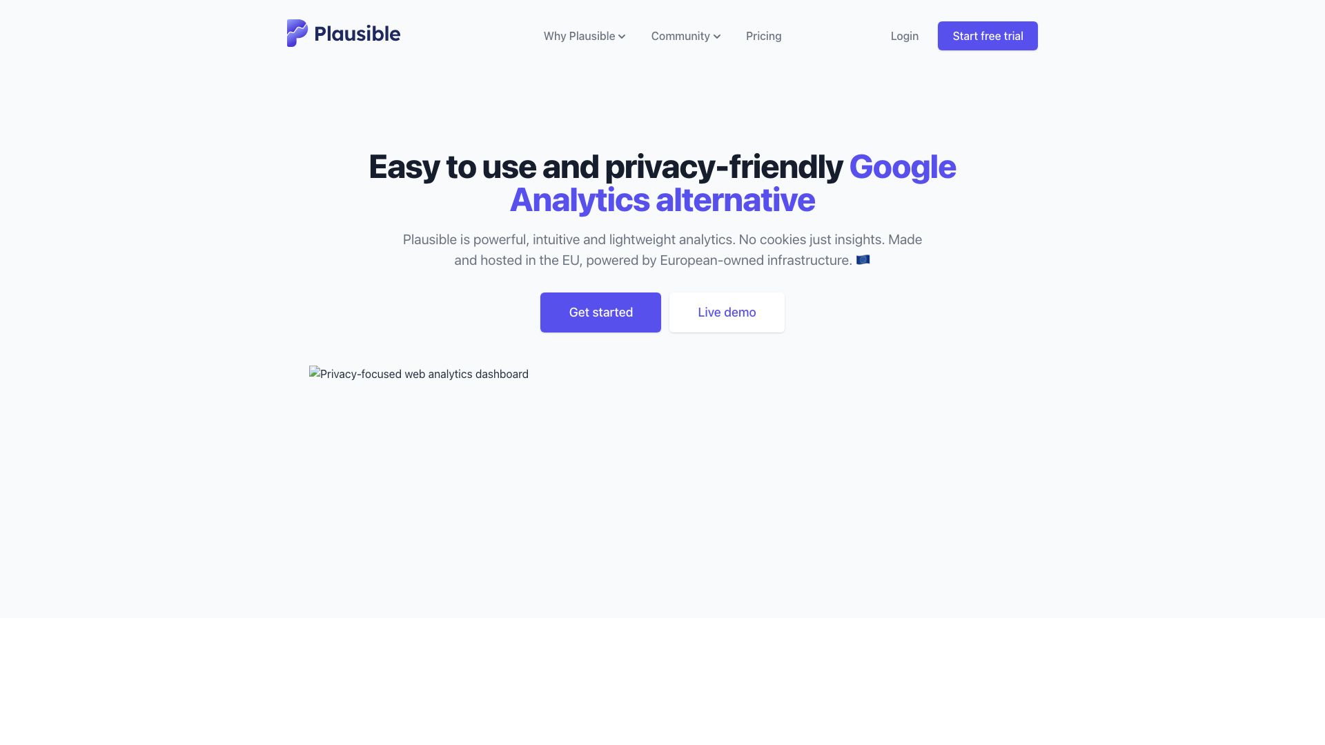 Screenshot of Plausible Analytics
