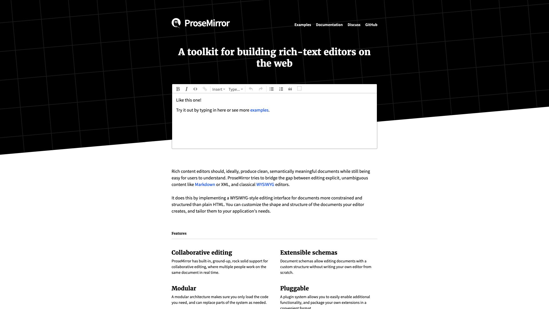 Screenshot of ProseMirror: Powerful Rich Text Editing