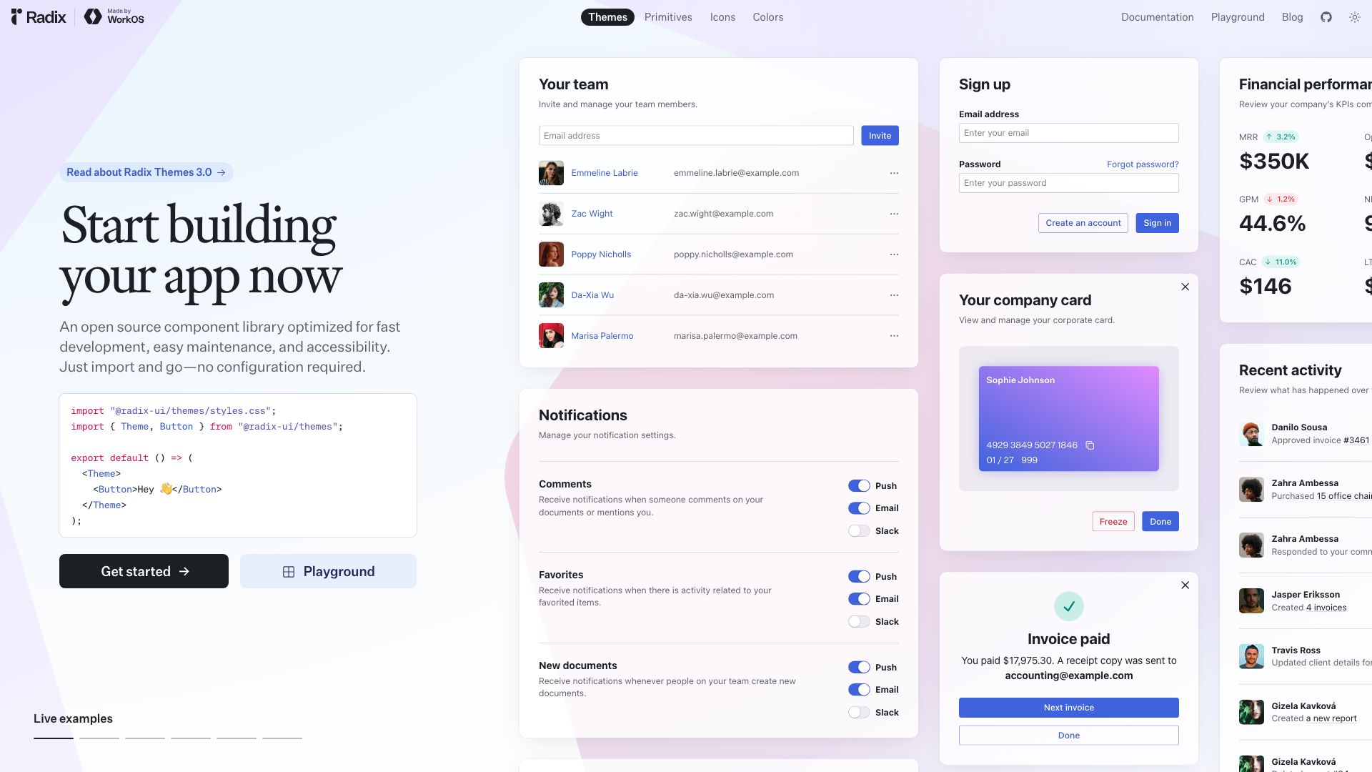 Screenshot of Radix UI: Modern Web Component Primitives