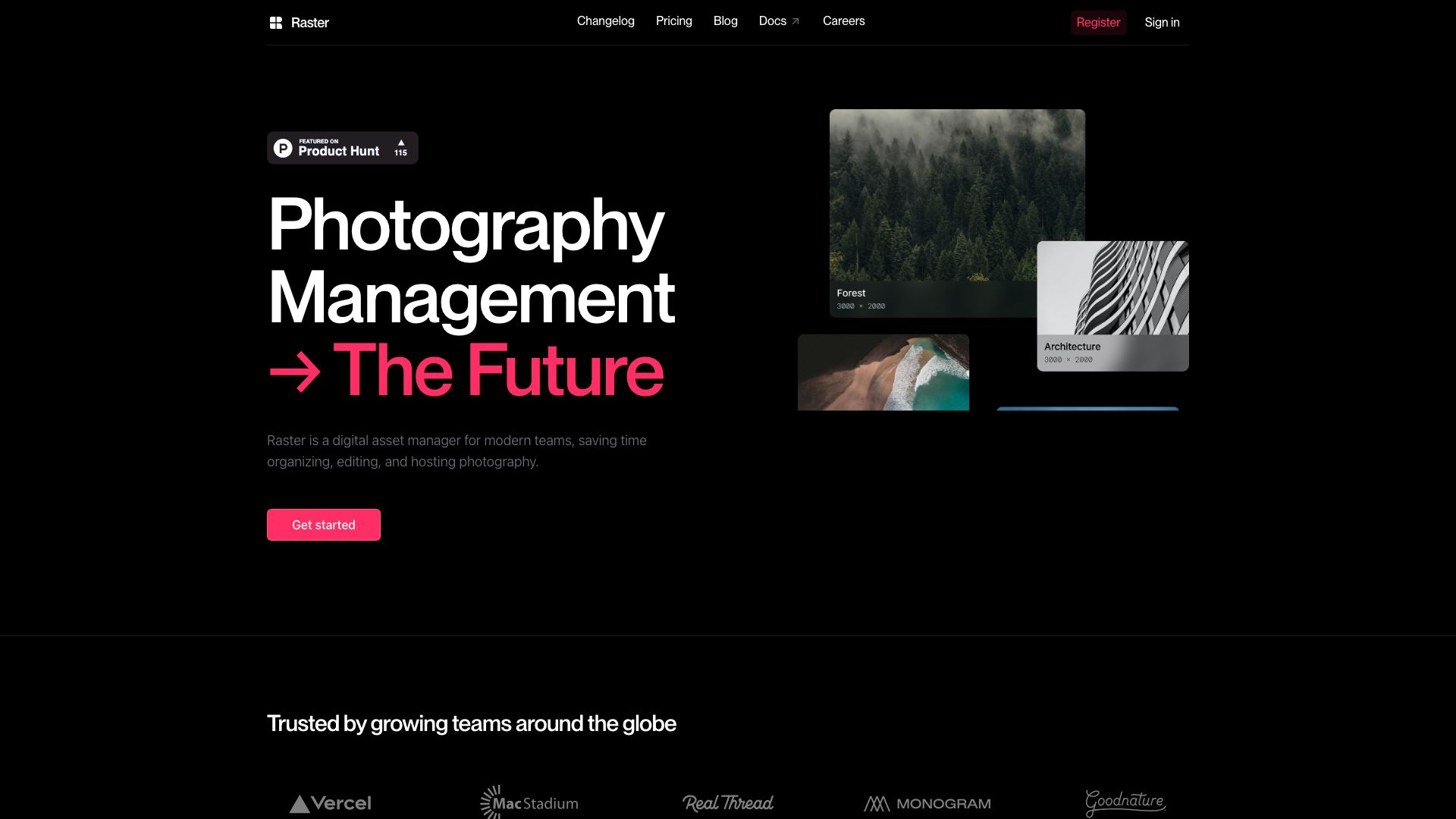 Screenshot of Raster.app: Cloud Raster Processing